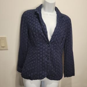 Scapa size s navy lace crotchet two button blazer